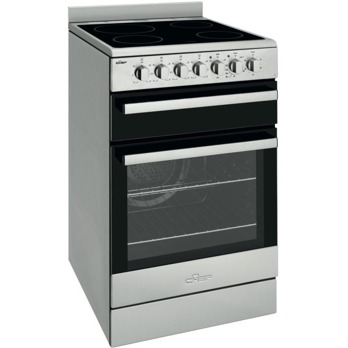 Chef 54cm Stainless Freestanding Oven with Electric Cooktop CFE547SBB