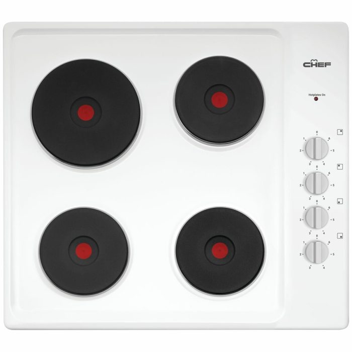Chef 60cm White 4 Zone Electric Solid Cooktop CHS642WB