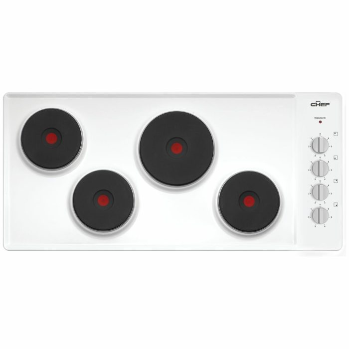 Chef 90cm White 4 Zone Electric Solid Cooktop CHS942WB